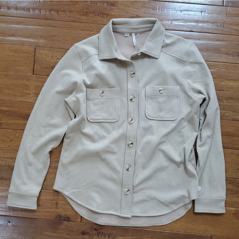 Travis Mathew Cloud Fleece Shacket Light Tan Jacket